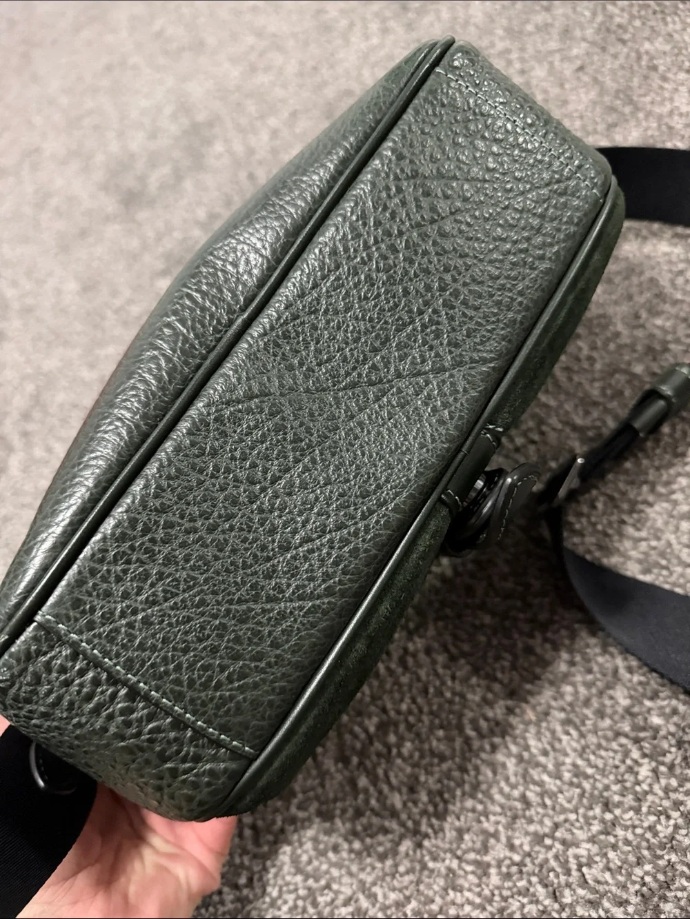 Coach Men’s Dark Green Leather & Suede Messenger Bag